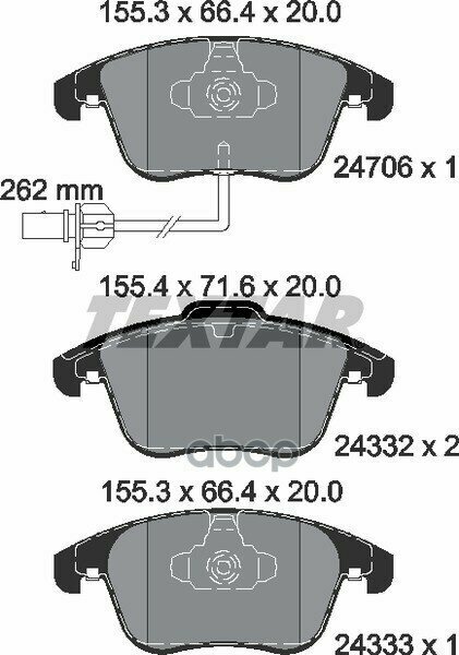 2470601_Колодки Дисковые Передние! С Антискрип. Пластинами Audi A4/A5 1.8Tfsi-3.2Fsi/2.7Tdi 07> Textar арт. 2470601