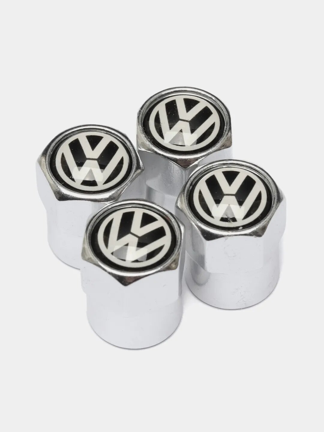 Колпачки для колес на ниппель авто с логотипом Volkswagen, 4 штуки, серебристые