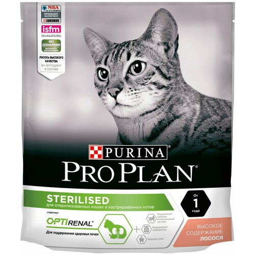 Сухой корм Pro Plan для взрослых стерилизованных кошек и кастрированных котов, для поддержания органов чувств, с высоким содержанием лосося 400 г х 2 шт