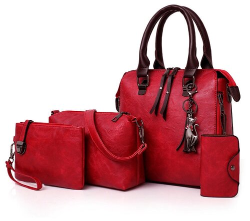 Комплект сумок кросс-боди , фактура гладкая, красный
