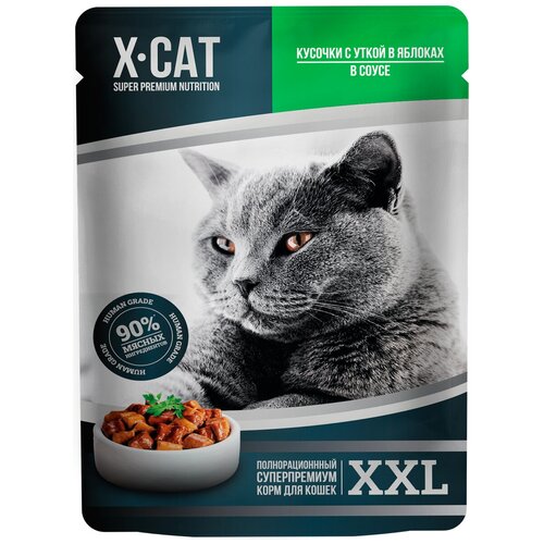 X-CAT XXL для взрослых кошек с уткой в яблока в соусе (85 гр)