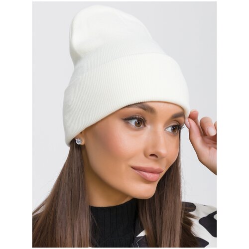 Шапка бини AVERKATOR, размер 52-56, белый новинка 2023 зимняя шапка бини для женщин вязаная шапка женская толстая шерстяная шапка шарф теплая уличная ветрозащитная шапка