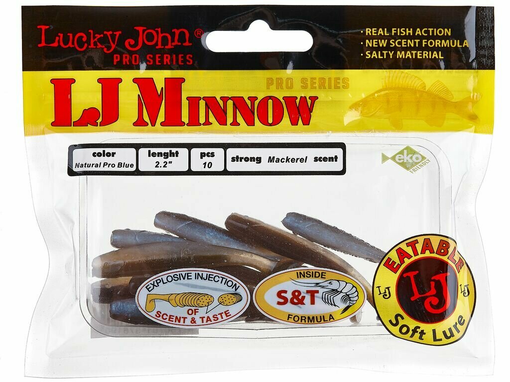 Силиконовая приманка мягкая съедобная Lucky John Pro Series Minnow 2.2" 56 мм T46 10 шт.