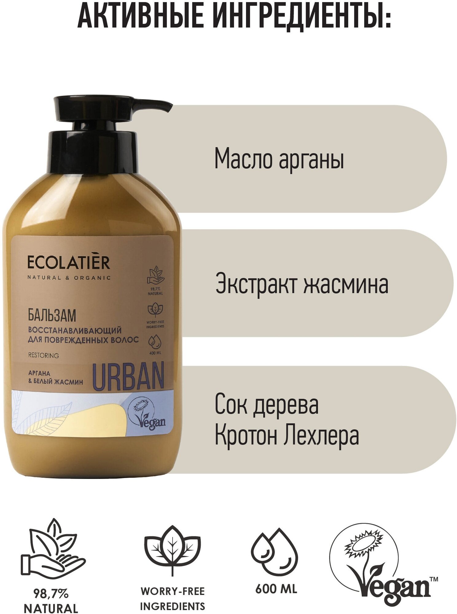 ЕСЛ Урбан Бальзам д/повреж. волос аргана и бел. жасмин 400мл
