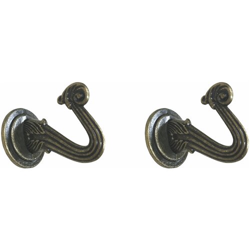 Крючки для штор, крючок держатель для подхватов, настенный металлический, золото античное, 2 шт.