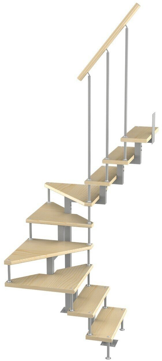 фото Модульная малогабаритная лестница Эксклюзив (h 2025-2250, Серый, Сосна, Нержавеющая сталь)