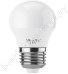 Лампа светодиодная энергосберегающая Sholtz 9Вт 220В шар G45 E27 4000К пластик(Шольц) LEB3049