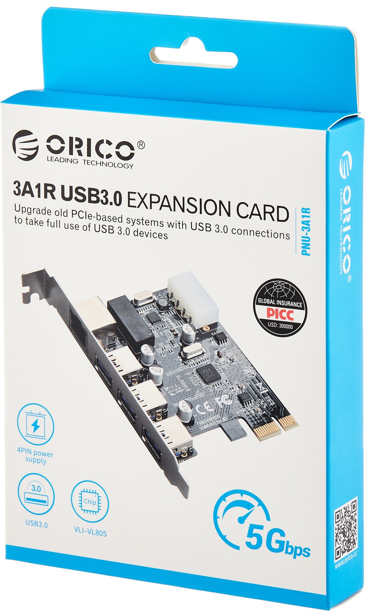 Контроллер USB 32 Gen1 ORICO PNU-3A1R