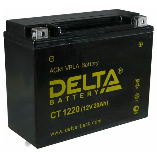 Аккумулятор Delta (Y50-N18L-A3 / YTX24HL-BS / YTX24HL) CT 1220 12В 20Ач 250CCA 204x91x159 мм Обратная (-+)