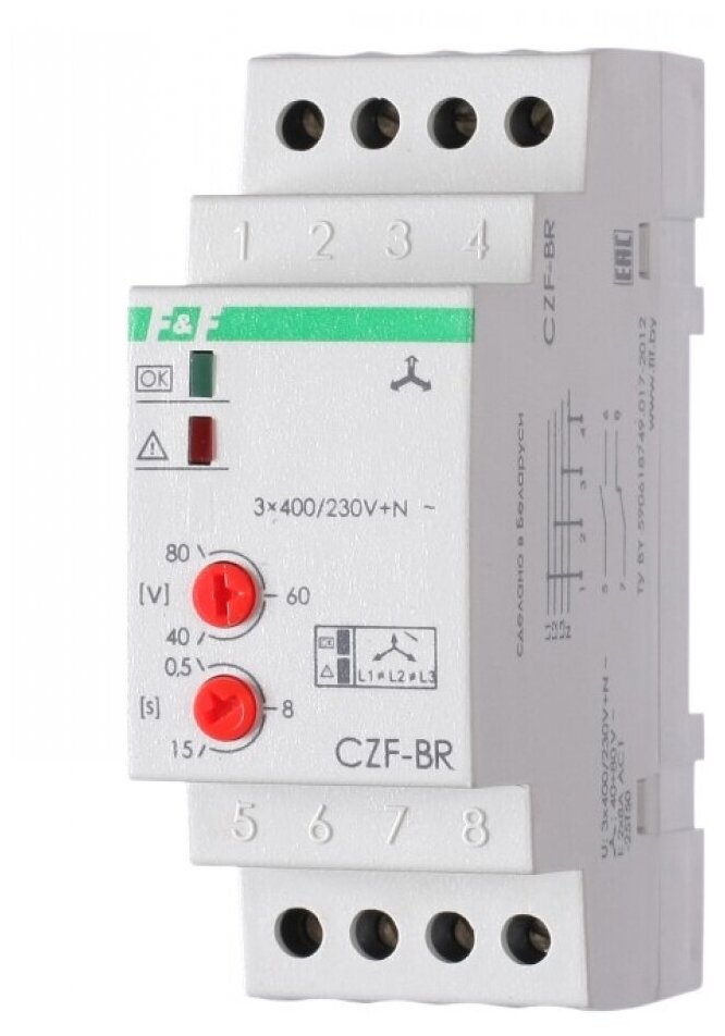 Евроавтоматика F&F CZF-BR реле контроля фаз (арт. EA04.001.003)