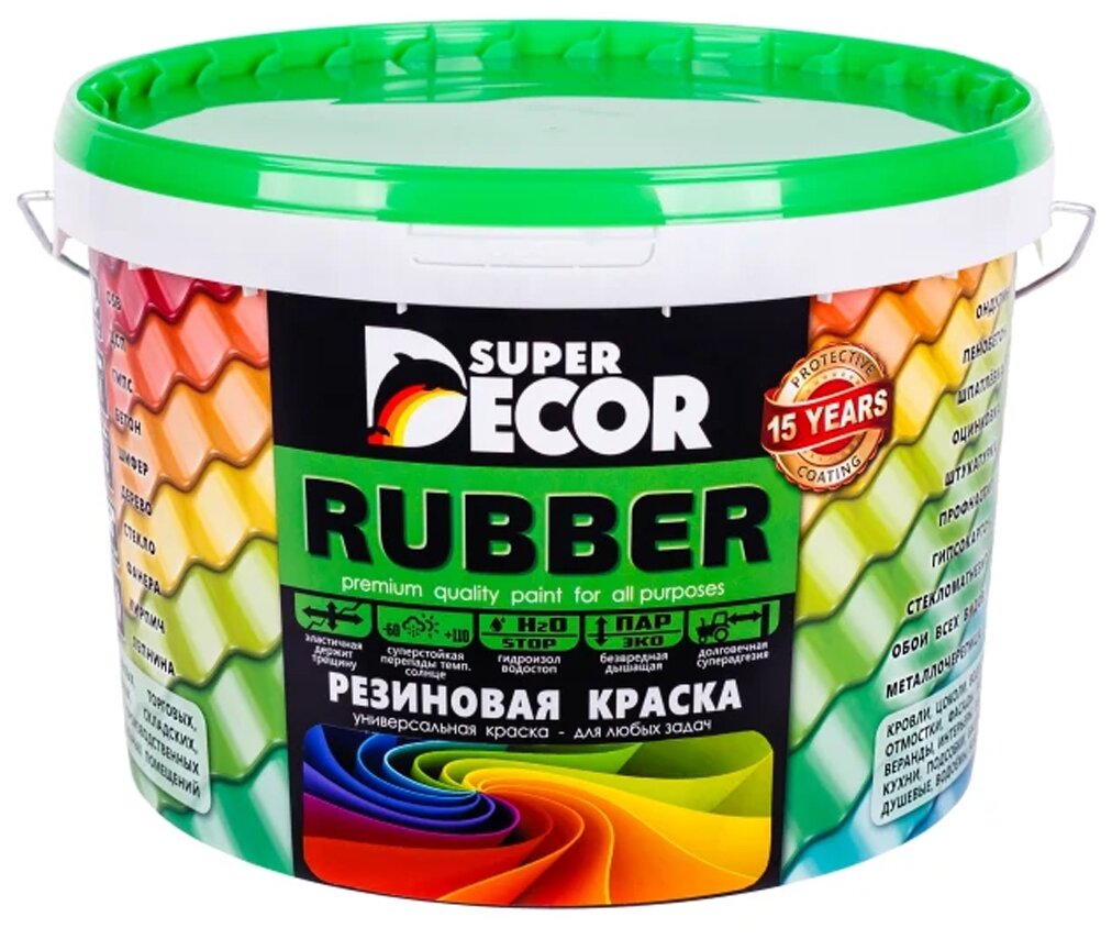 Резиновая краска Super Decor Rubber №00 Белоснежная 12 кг