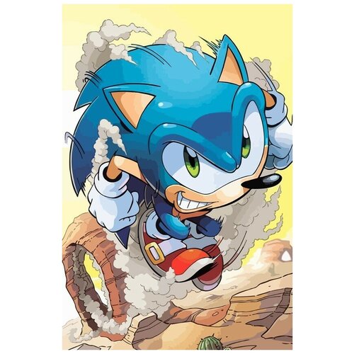 Картина по номерам на холсте Игра Соник Sonic Синий Ёж - 7485 В 60x40