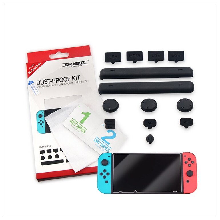 Комплект заглушек для защиты от пыли + защитная пленка для Nintendo Switch Dust-proof Kit DOBE TNS-862