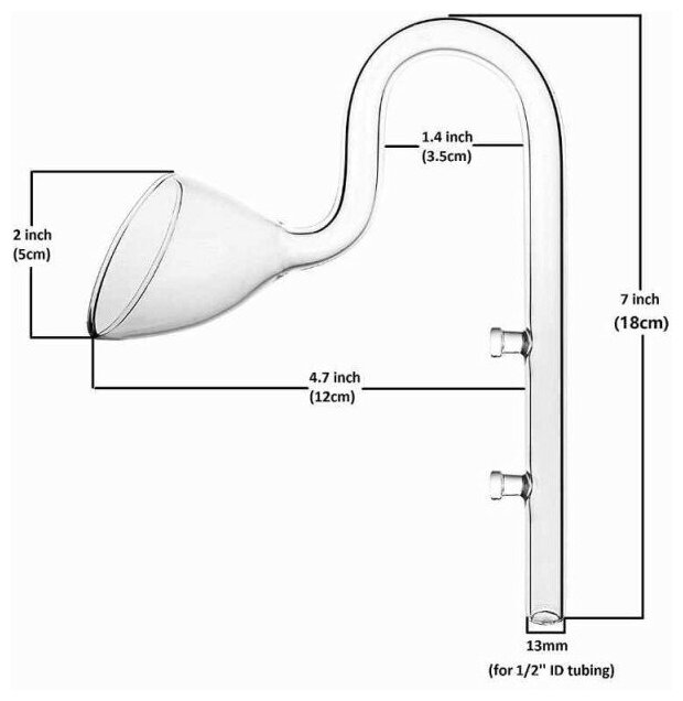 Стеклянная трубка возврата воды Lily Pipe 13mm (для шлангов 12/16мм)