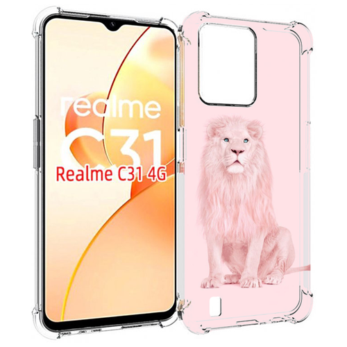 Чехол MyPads Розовый-лев для OPPO Realme C31 задняя-панель-накладка-бампер чехол mypads лев 2 для oppo realme c31 задняя панель накладка бампер