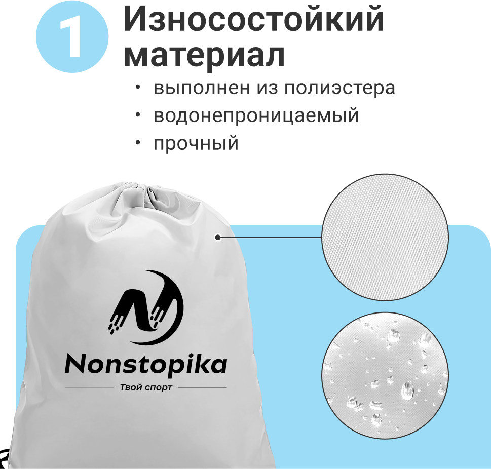 Школьный спортивный мешок сумка рюкзак для хранения сменной обуви для мальчика, девочки Nonstopika Sport, белый