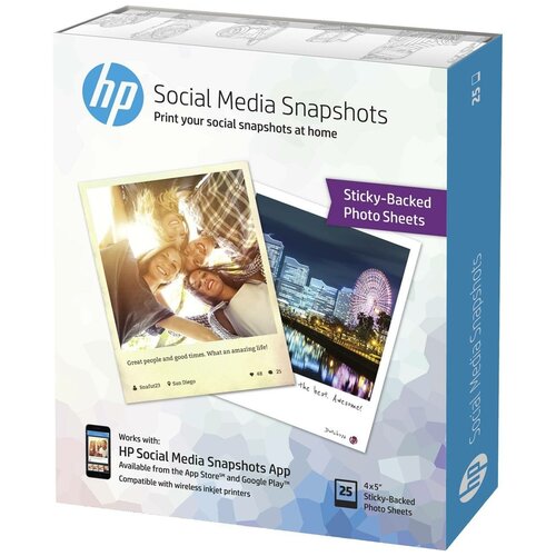 Фотобумага HP легкосъемная клейкая 265 г/м2, 25 листов,10x13cm W2g60a .