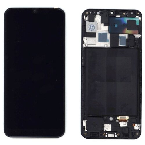 Модуль (матрица + тачскрин) AMPERIN для Samsung Galaxy A30 SM-A305F (TFT) черный с рамкой