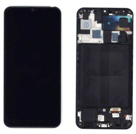 Модуль (матрица + тачскрин) Amperin для Samsung Galaxy A30 SM-A305F (TFT) черный с рамкой