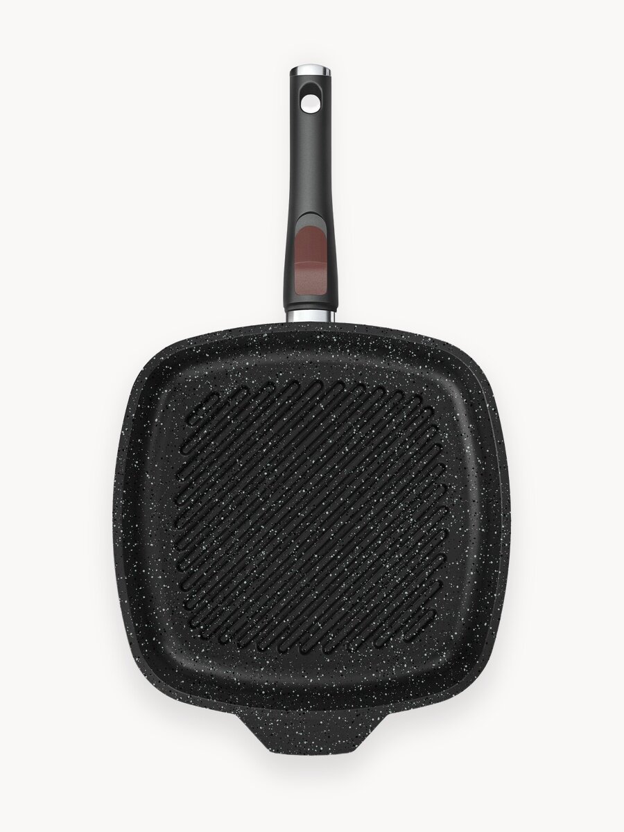 Квадратная сковорода-гриль 28 , Нева Металл Посуда "Литая", Индукция Гранит с/р