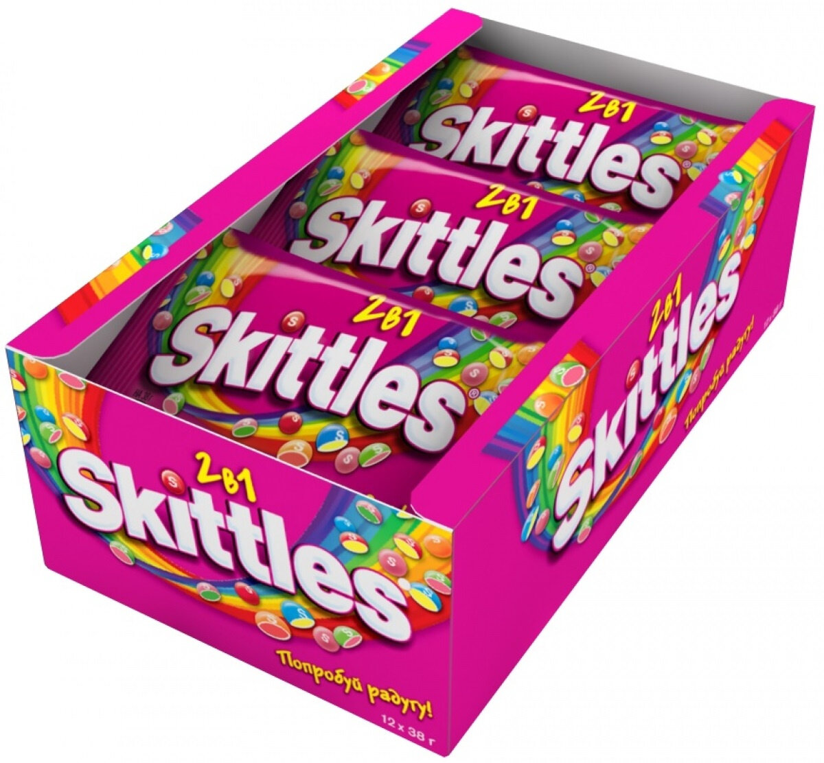 Skittles 2в1 драже в разноцветной сахарной глазури