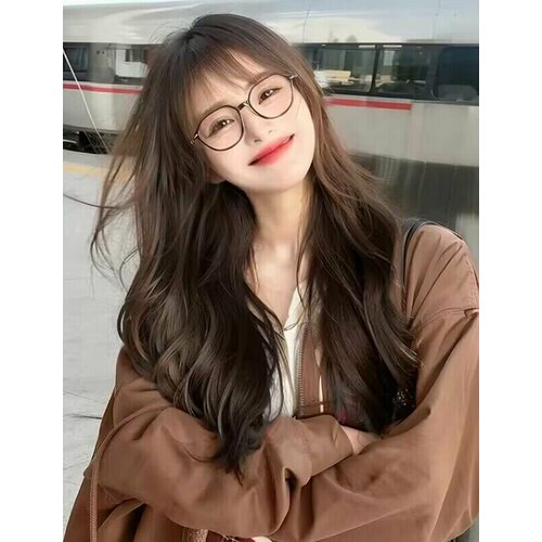 Парик женский плешоп длинный с челкой локоны из искусственных волос косплей парик коричневый 65 см 2839₽