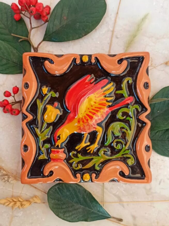 фото Изразец, панно, декор настенный керамический 11.5 см