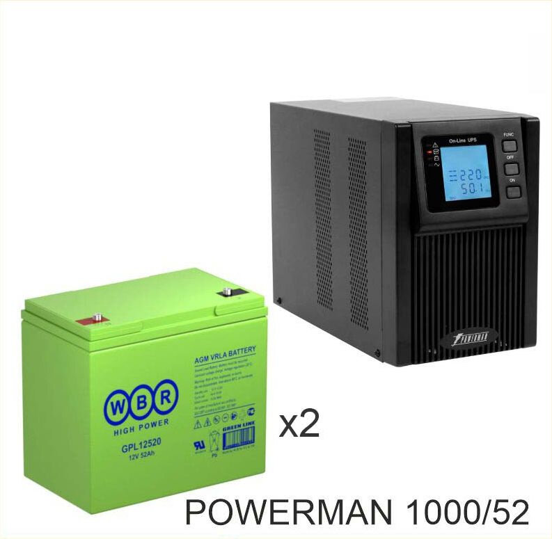ИБП POWERMAN ONLINE 1000 Plus + WBR GPL12520