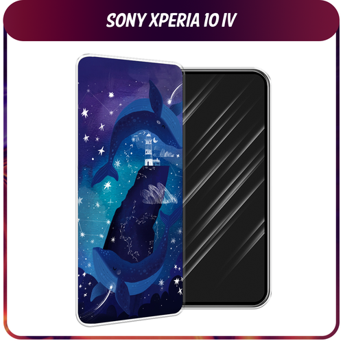 Силиконовый чехол на Sony Xperia 10 IV / Сони Иксперия 10 IV Ночные киты силиконовый чехол на sony xperia 10 iv сони иксперия 10 iv белый мрамор