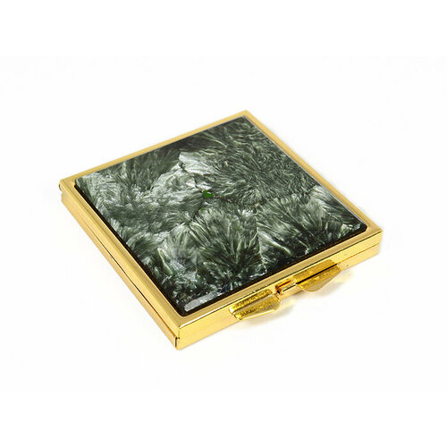 Карманное зеркальце с серафинитовой квадратной поверхностью - золотистое 2150₽