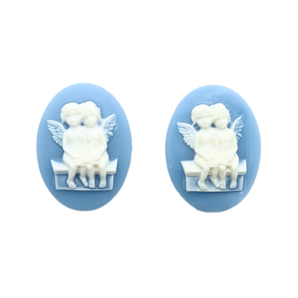 ARS0227 Камеи 'Ангелы', (полимер), бело-голубой, 3*4*0,5 см, упак./2 шт, Vintage Line