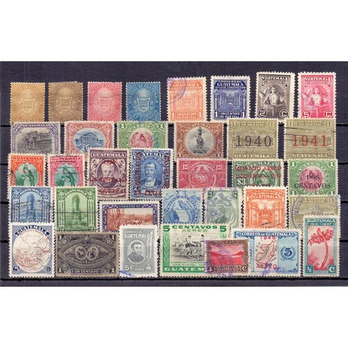 Почтовые марки Гватемала 1871-1951 год. Надпечатки, Доплатные, Редкие. Набор 35 штук. набор марок монголии 1932 года монгольская революция чистые гашеные редкие набор 7 марок