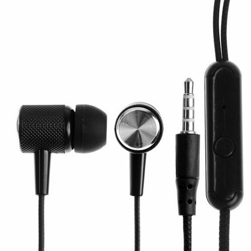 Наушники CB-51, проводные, вакуумные, микрофон, 1 м, Jack 3.5 мм, черные черный