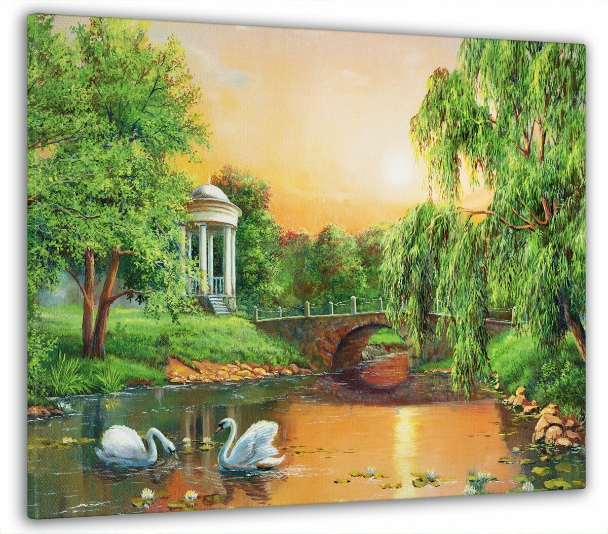 Картина на стену, для интерьера "Лебеди в пруду" 50x70 см