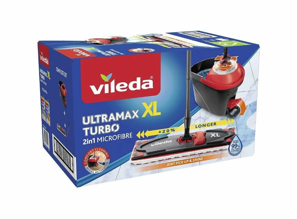 Набор Vileda Ultramax Turbo XL насадка 42 см телескопическая ручка увеличенная насадка