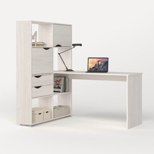 Изображение товара Письменный стол угловой Есэндвич L Лаворо 110х150х150 см левый (Анкор белый)