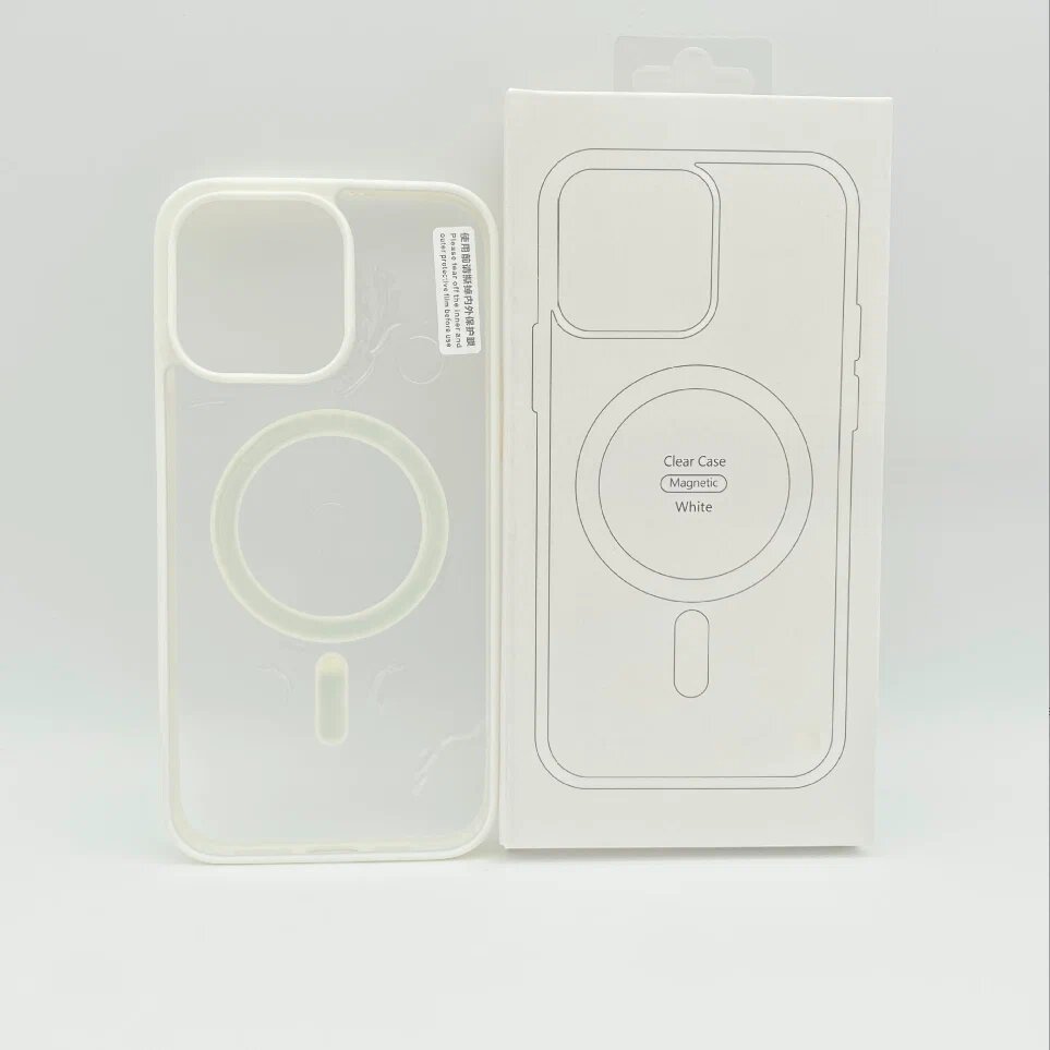 Силиконовый прозрачный чехол с MagSafe для Iphone 16 pro / Айфон 16 про (White/Белый)