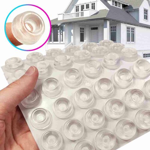 Силиконовые накладки-демпферы самоклеящиеся для мебели прозрачные диаметр 21 мм толщина 10 мм 36 штук в наборе belais 21826 1008₽