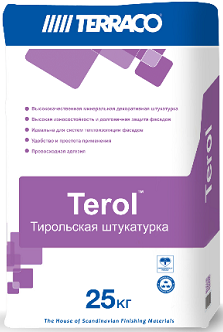 Декоративная Штукатурка Короед Terraco Terol Decor 25кг Серая Минеральная Зерно 2.0мм / Террако Терол Декор.