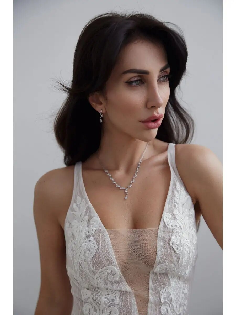 Колье Romantic Wedding, фианит, длина 52 см, серебристый — фото 1