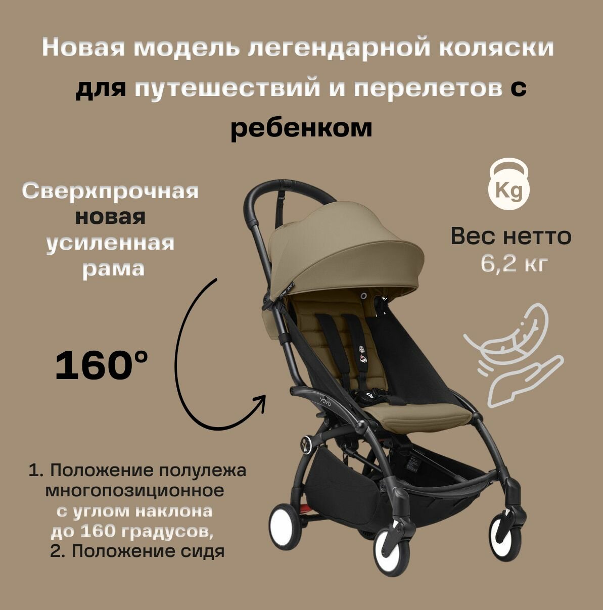 Прогулочная коляска Stokke Yoyo 3 Black/Toffee — фото 1