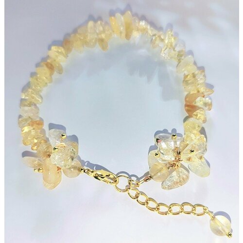 Браслет, цитрин, размер 23 см, желтое золото/белый
