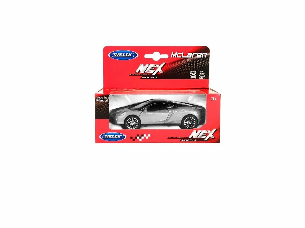 Машинка 43796W Welly McLaren GT с пружинным механизмом, 1:38, серая