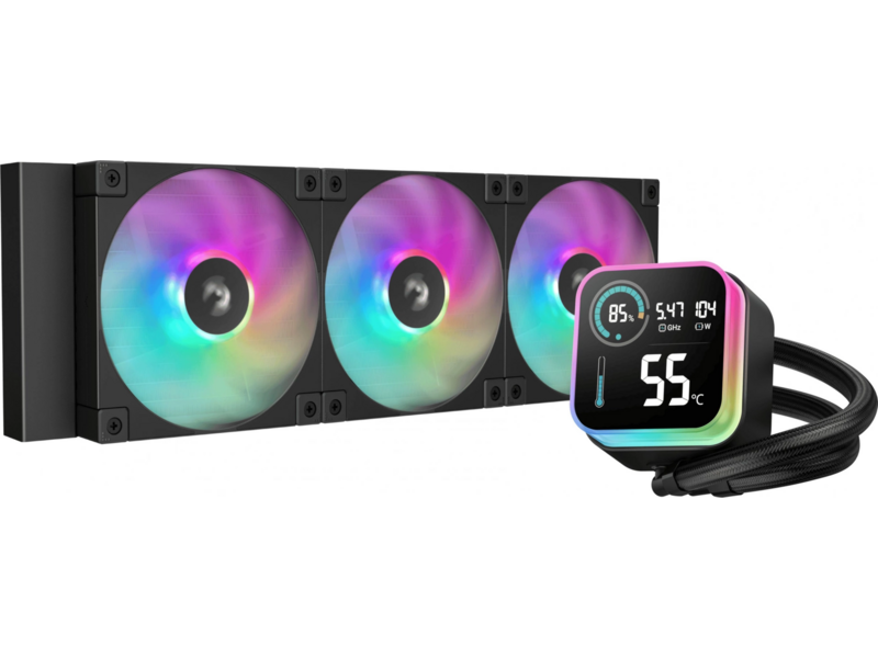 Система водяного охлаждения Deepcool LQ360 ARGB Soc-AM5/AM4/1200/1700/1851 черный 4-pin 38.71dB Al LCD 350W 1840gr Ret (R-LQ360-BKLSMW-G-1)