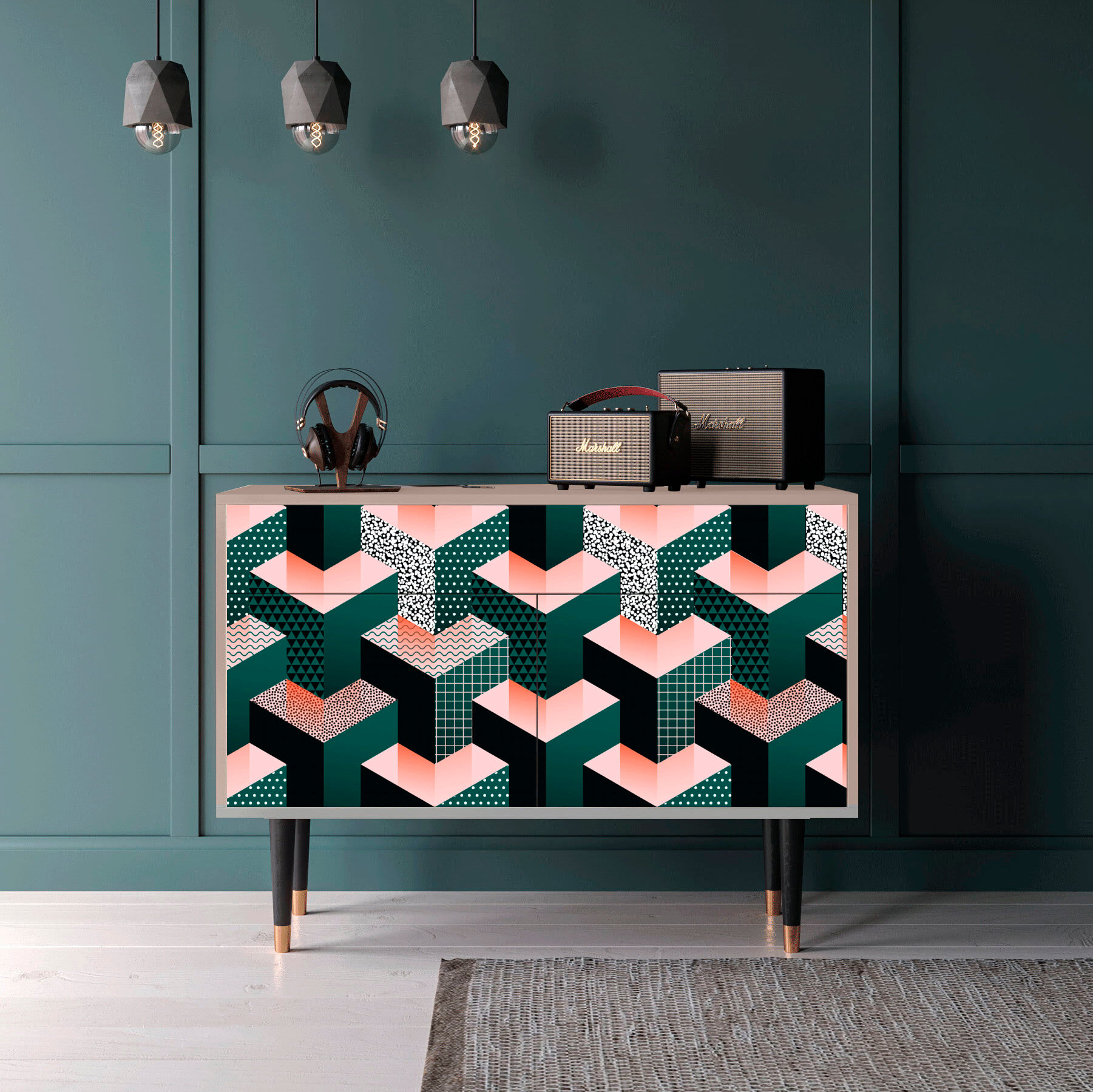 Комод - STORYZ - BS4 Geometric Madness, Размер - 115 x 85 x 48 см, Цвет корпуса - Бежевый