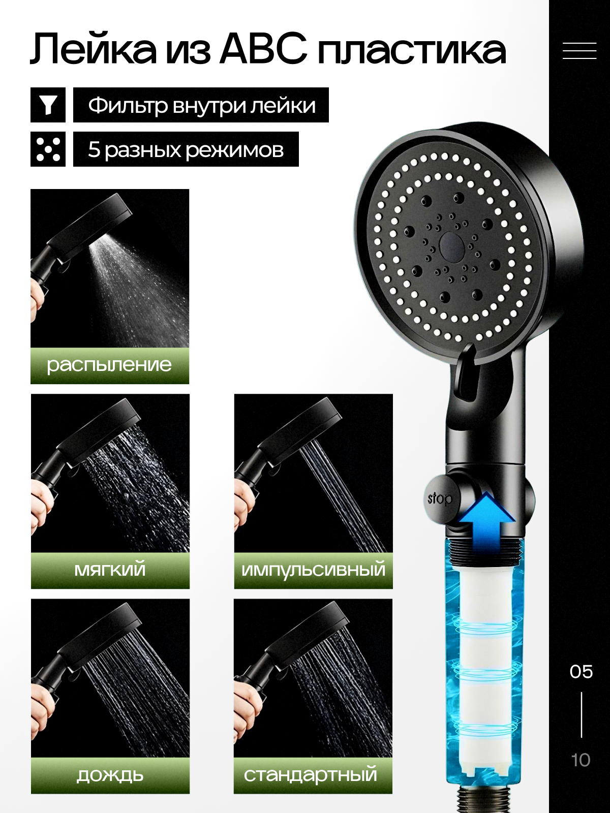 Душ для дачи портативный, походный SEKAI, переносной, с индикатором температуры и заряда, ПВХ, 20 л, черный — фото 1