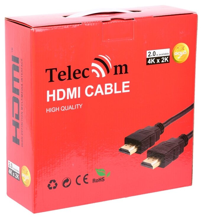 Кабель HDMI 20м TELECOM TCG200F-20M круглый черный - фото №4