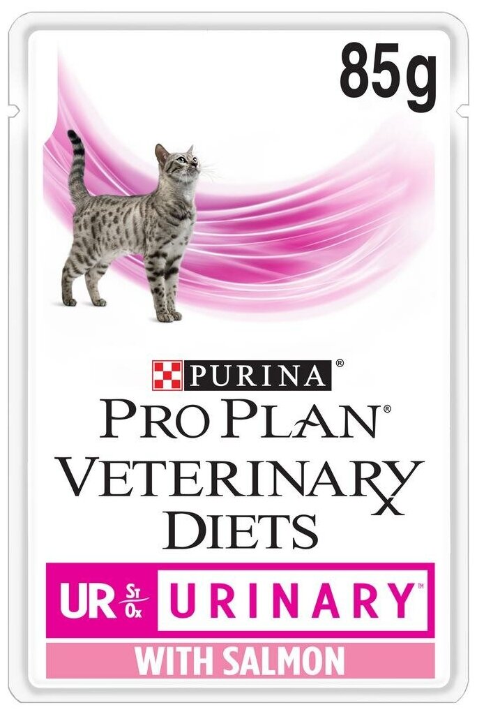 Влажный корм Pro Plan Veterinary Diets UR для взрослых кошек при болезни нижних отделов мочевыводящих путей, с лососем (10 шт x85 г) - фотография № 6