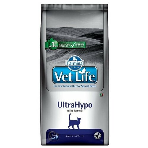 Сухой корм для кошек Farmina Vet Life UltraHypo при аллергии, при проблемах с ЖКТ 5 кг