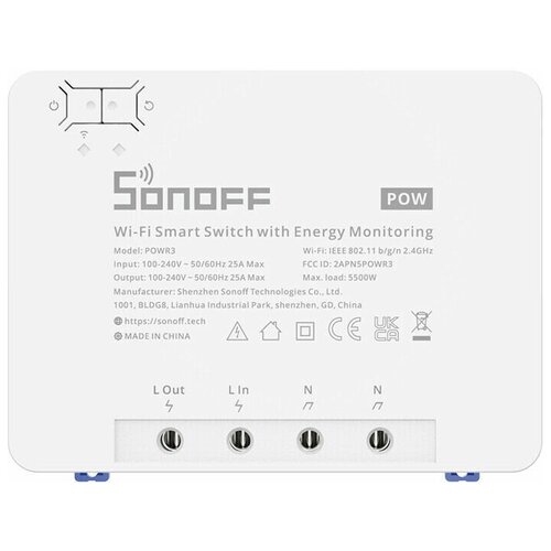 умное Wi-Fi реле Sonoff POW R3 умная розетка wifi модуль 25А с измерением мощности 259900₽